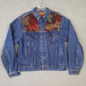 Vintage GAP Pioneer Jean Jacket 40 Blue Denim Trucker Rancher Grape Embellished